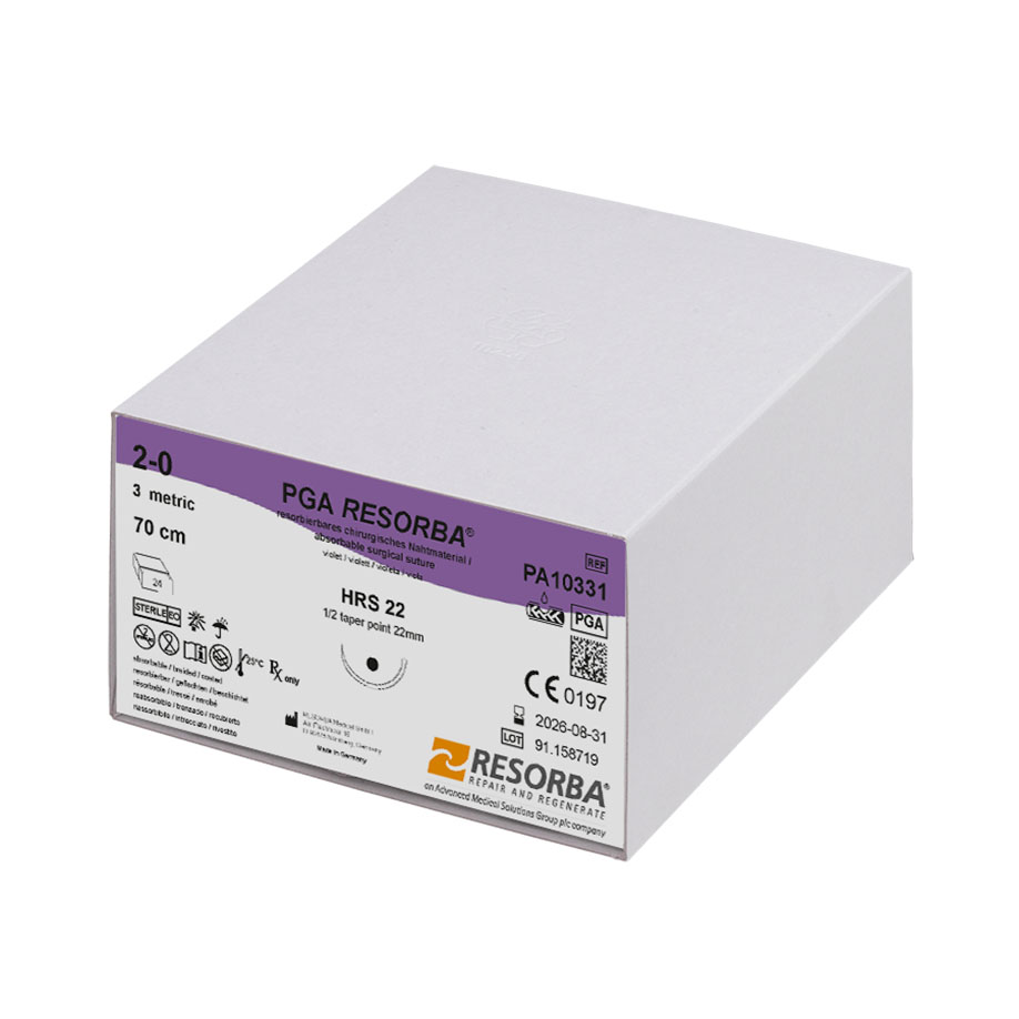 PGA-RESORBA HRS22 2/0=3 violett, Nahtmaterial Fadenlänge 70 cm (24 Stck.)