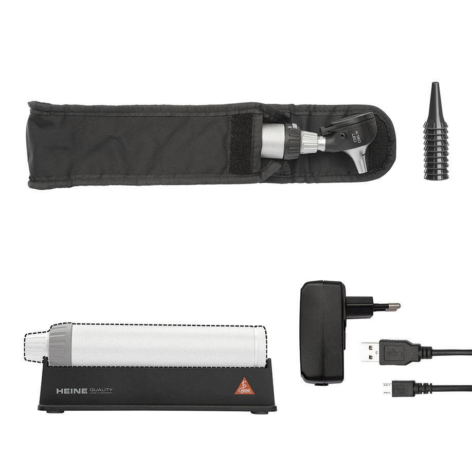 K 180 LED F.O. Otoskop -Set 3,5 V mit BETA4 USB Ladegriff
