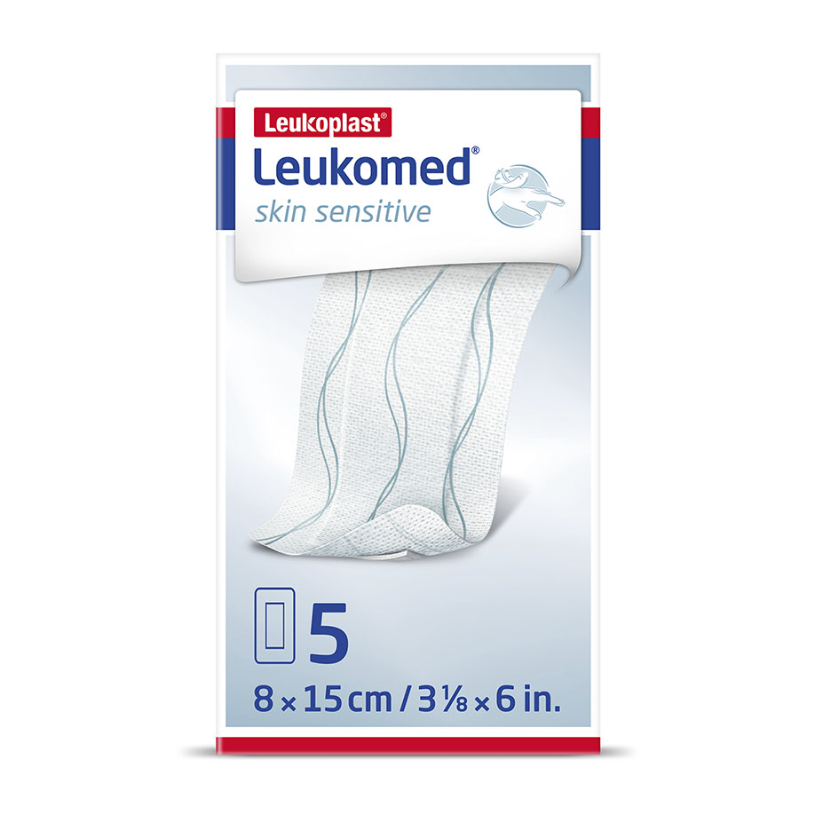 Leukomed skin sensitive steril, Vlies- Wundverband 8 cm x 15 cm (5 Stck.)