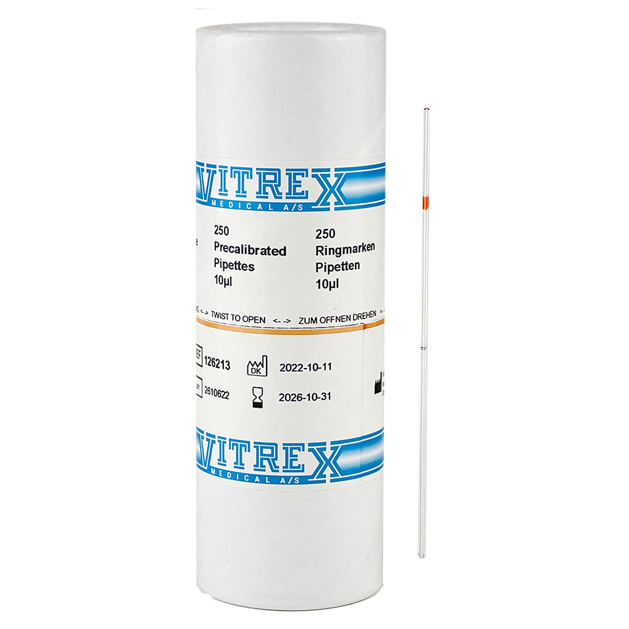 Disposable micropipettes 10 µl  with ring mark, orange (250 pcs.)