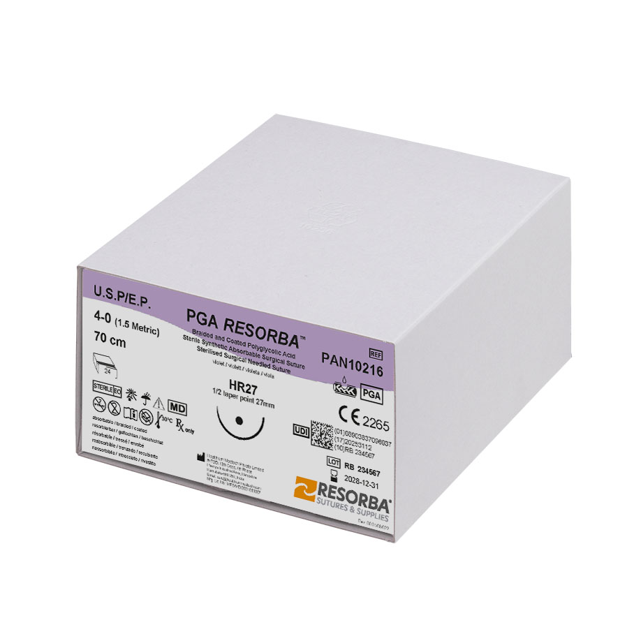 PGA-RESORBA HR 27 4/0=1,5 violett, Nahtmaterial Fadenlänge 70 cm (24 Stck.)