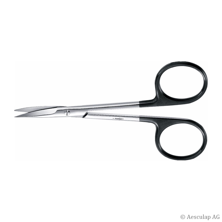 Irisschere Supercut, gebogen, 11,0 cm fein, Wellenschliff, spitz/spitz