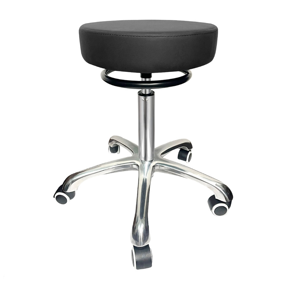 Rollhocker schwarz mit Aluminiumfuß