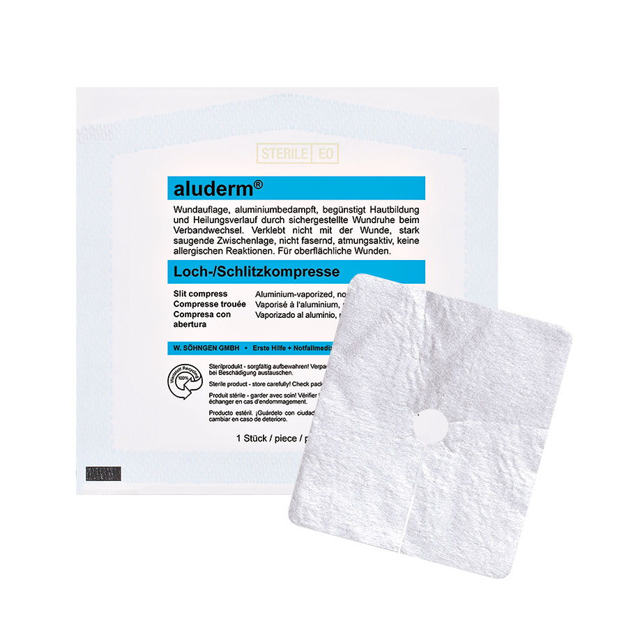 aluderm Slit compress CH 32 - 50 8 x 9 cm sterile