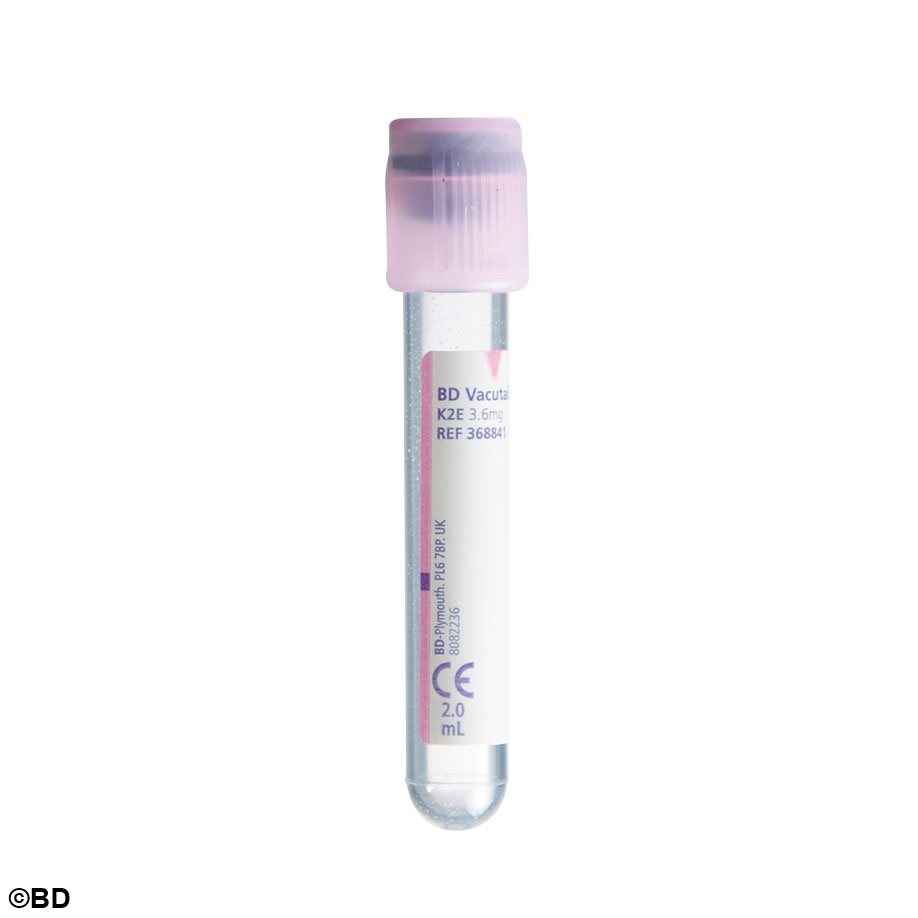 BD Vacutainer EDTA Plus Röhrchen aus PET, 2 ml, 3,6 mg K2 EDTA, 75x13 mm,