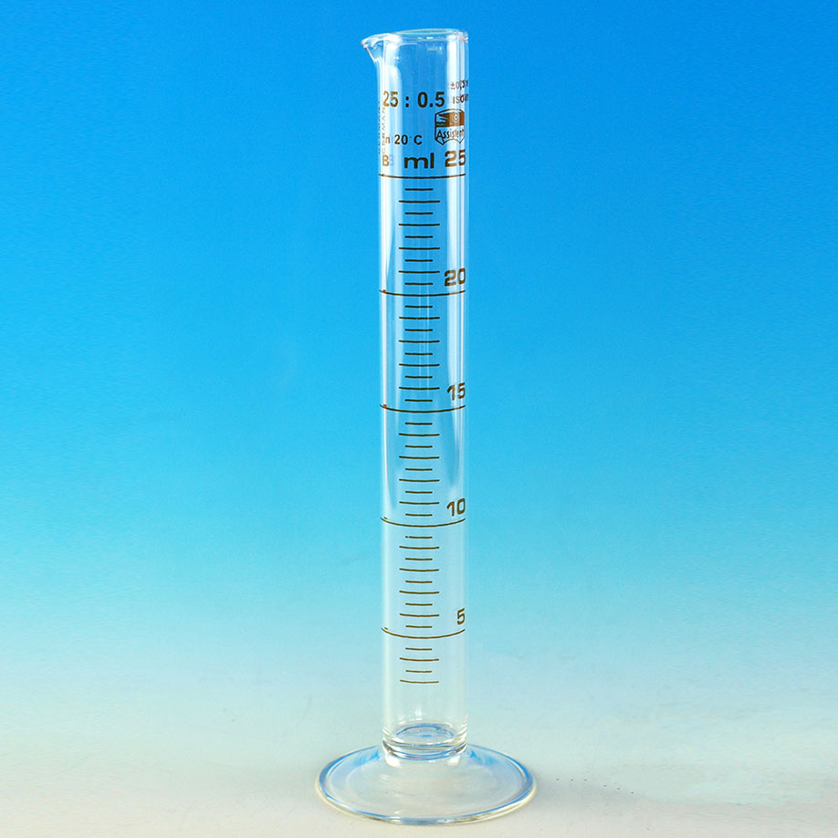Messzylinder, Rundfuß 25 ml, hohe Form