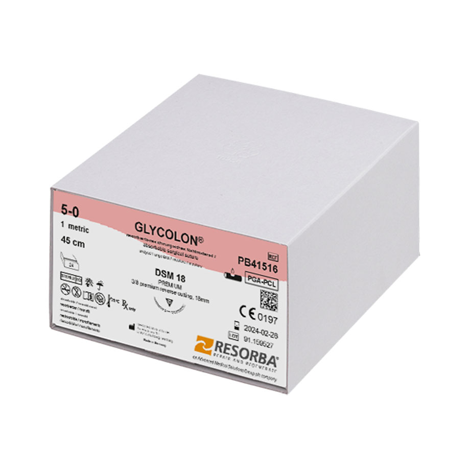 GLYCOLON DSM 18 5/0=1 ungefärbt, Nahtmaterial Fadenlänge 45 cm (24 Stck.)