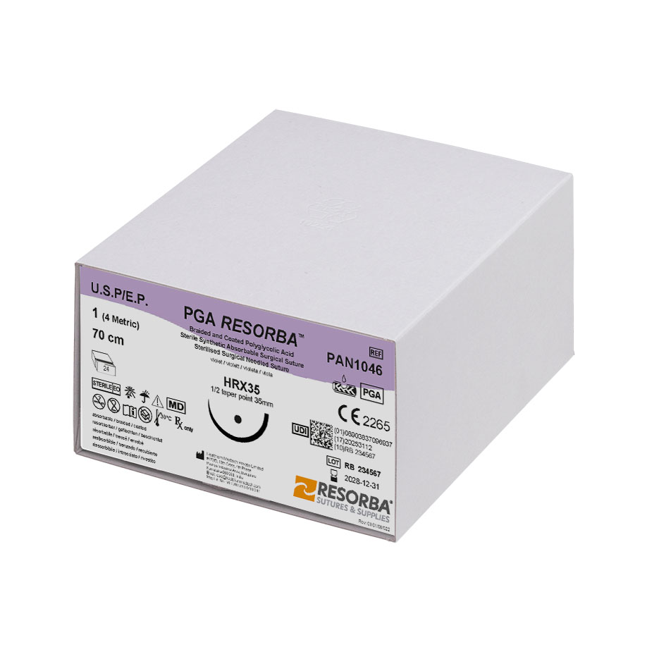 PGA-RESORBA HRX 35 1=4, purple, suture material length 70 cm (24 pcs.)