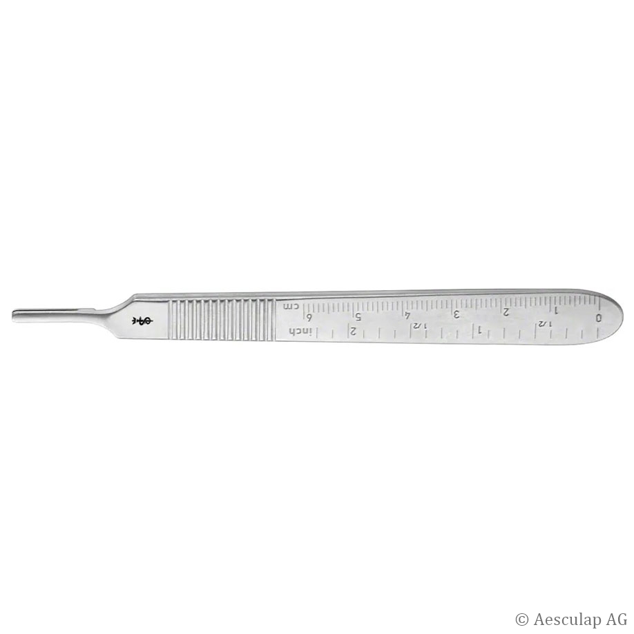 Skalpellgriff Nr. 3, gerade, 12,5 cm (5"), graduiert